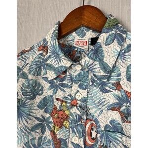 Marvel‎ Superheroes Allover Print Button Front Shirt Summer Resort Mens S